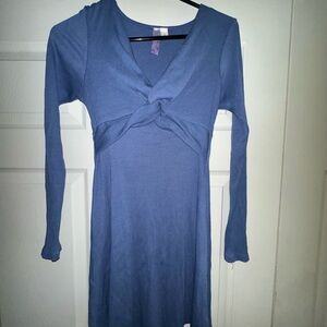 Alya Long Sleeve Blue Twist Dress